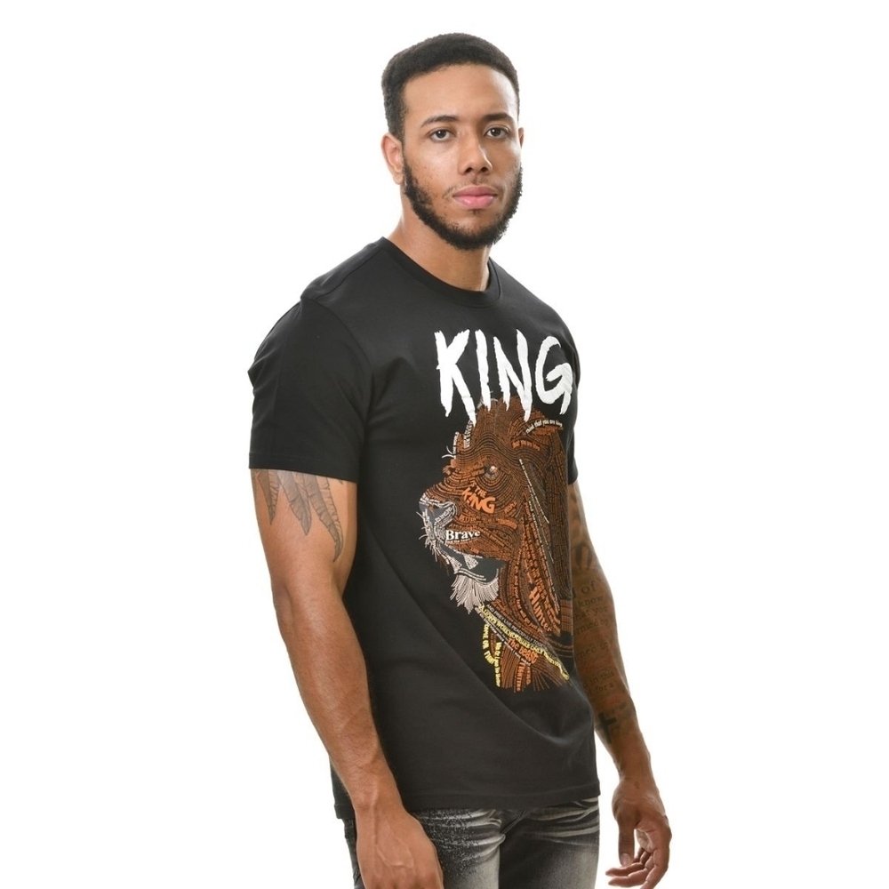 Black Short Sleeve Tee with Fierce Graphic Design - Picture 4 of 5